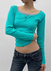 Anvil Layered Henley Neck Long Sleeve Tee