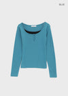 Anvil Layered Henley Neck Long Sleeve Tee