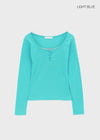 Anvil Layered Henley Neck Long Sleeve Tee