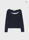 Anvil Layered Henley Neck Long Sleeve Tee