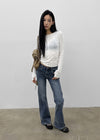 [MADE] Apricot Brushed Slim Stretch Bootcut Denim Pants