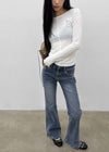 [MADE] Apricot Brushed Slim Stretch Bootcut Denim Pants
