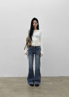 [MADE] Apricot Brushed Slim Stretch Bootcut Denim Pants