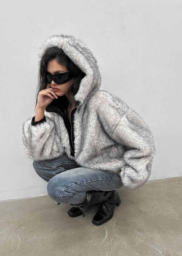 [MADE] Romkun Reversible Hooded Fur Leather Jumper