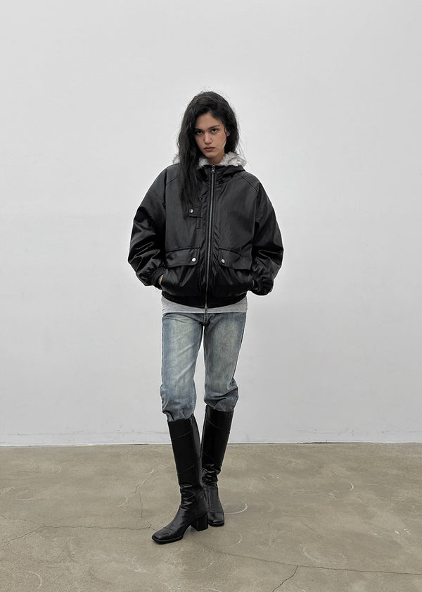 [MADE] Romkun Reversible Hooded Fur Leather Jumper