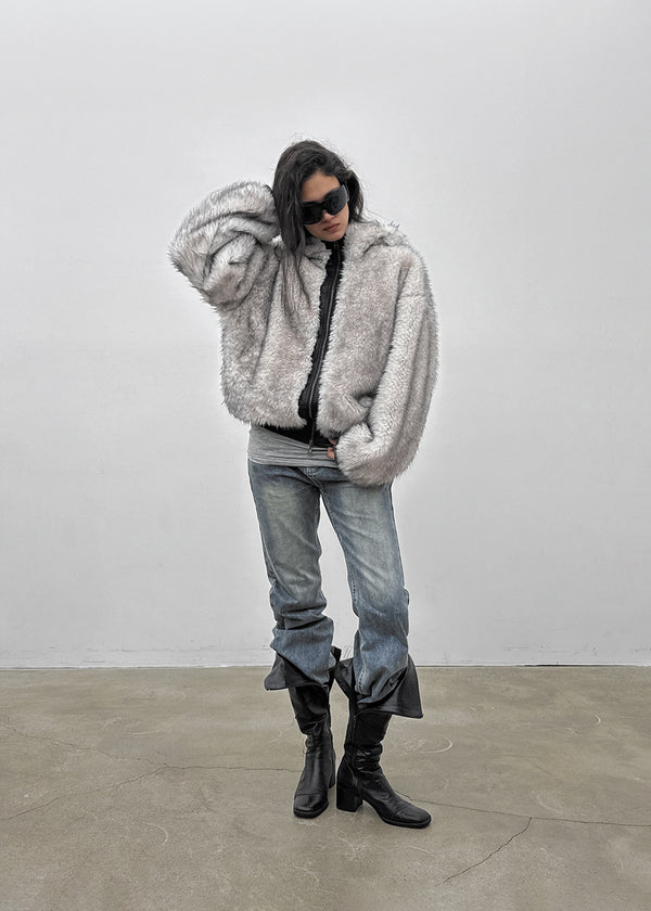 [MADE] Romkun Reversible Hooded Fur Leather Jumper