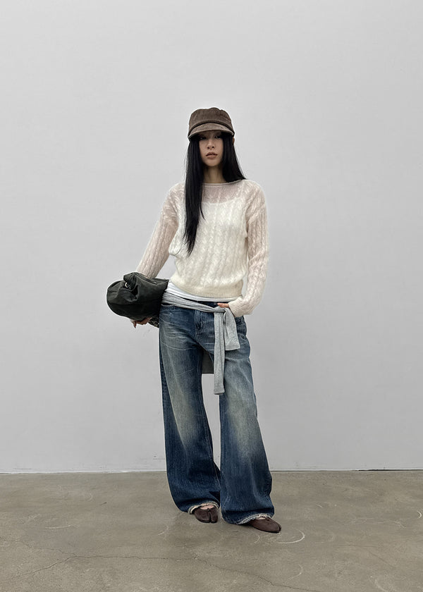 Sillet mohair cable wool knit