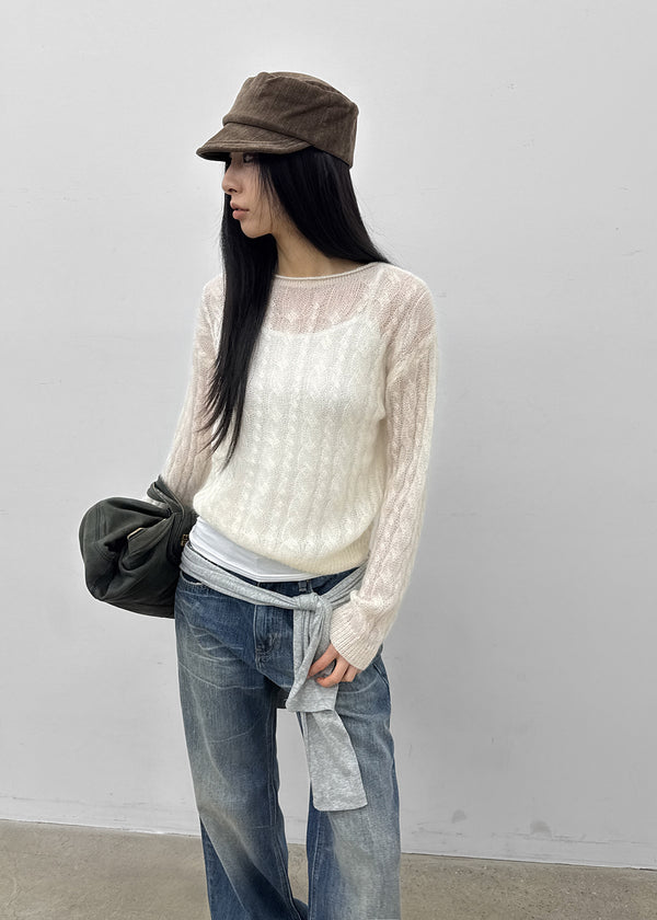 Sillet mohair cable wool knit