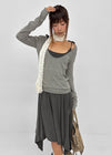 [MADE] Coated Slub Deep U-Neck Long Sleeve Tee