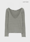 [MADE] Coated Slub Deep U-Neck Long Sleeve Tee