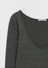 [MADE] Coated Slub Deep U-Neck Long Sleeve Tee