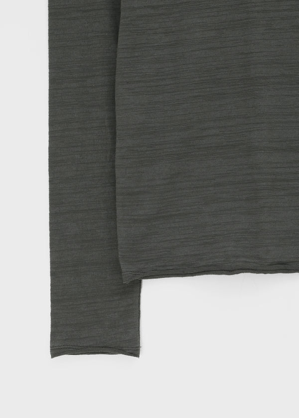 [MADE] Coated Slub Deep U-Neck Long Sleeve Tee
