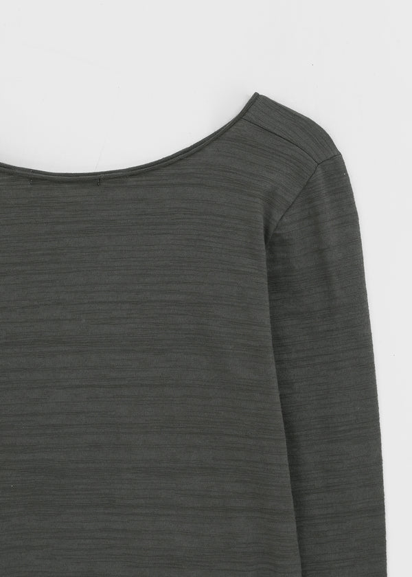 [MADE] Coated Slub Deep U-Neck Long Sleeve Tee