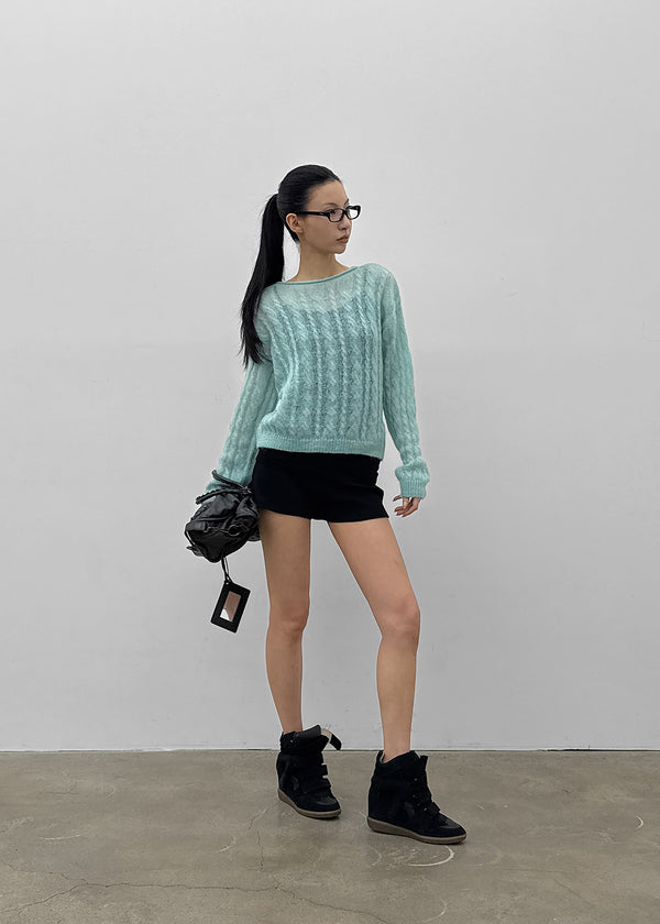 Sillet mohair cable wool knit