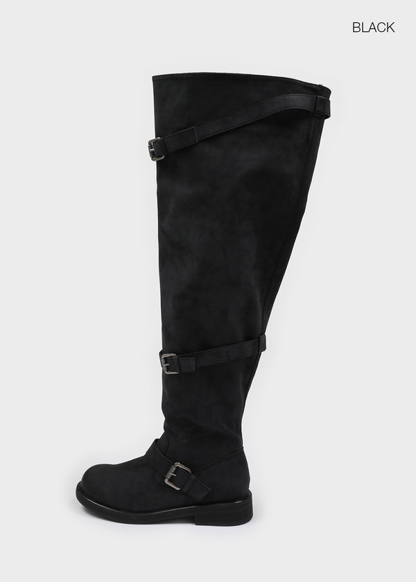 Fillet vintage buckle long boots