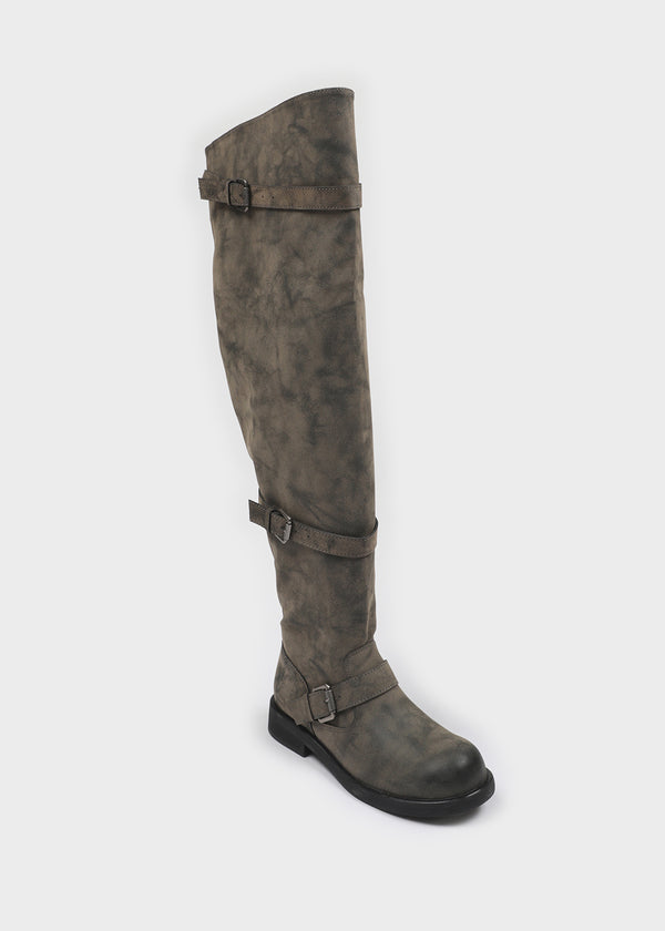 Fillet vintage buckle long boots