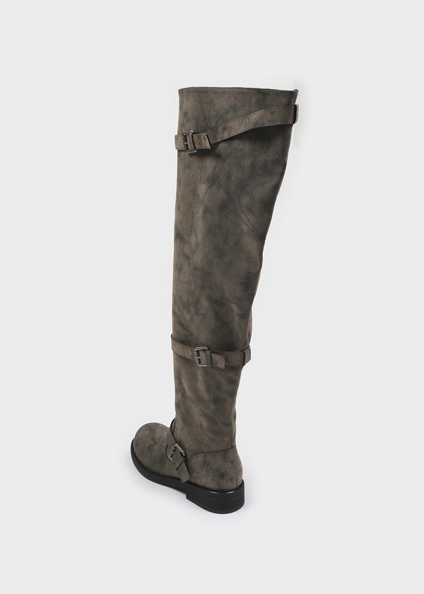 Fillet vintage buckle long boots