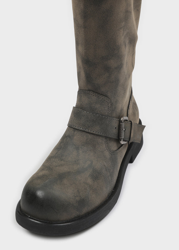 Fillet vintage buckle long boots