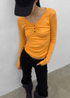 Chuki V-neck Button Long Sleeve Tee