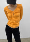 Chuki V-neck Button Long Sleeve Tee