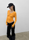 Chuki V-neck Button Long Sleeve Tee