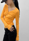 Chuki V-neck Button Long Sleeve Tee