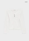 Chuki V-neck Button Long Sleeve Tee