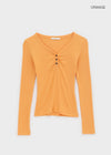 Chuki V-neck Button Long Sleeve Tee
