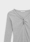 Chuki V-neck Button Long Sleeve Tee