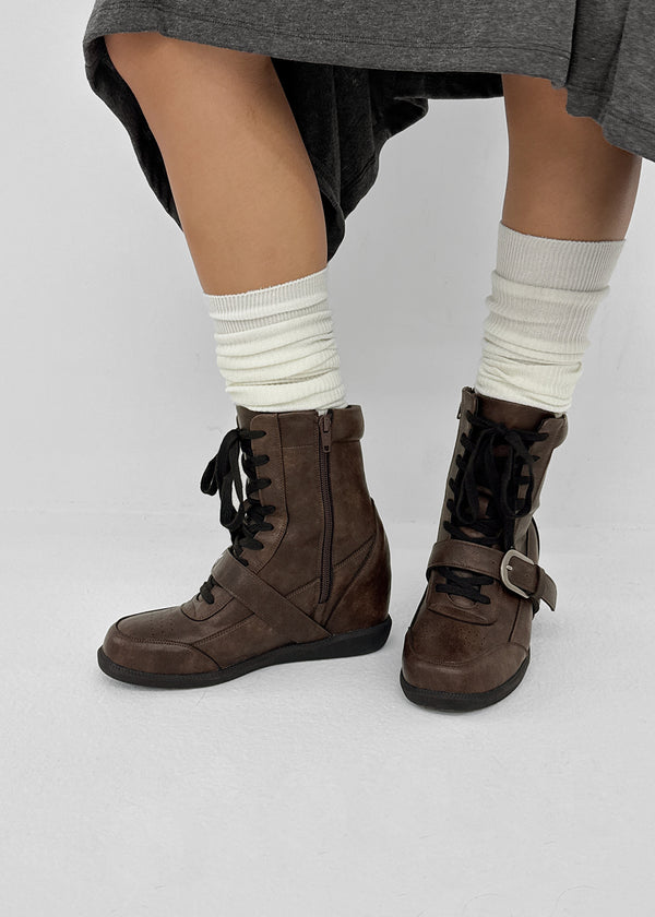 Sens Buckle Lace-up Mid-calf Boots