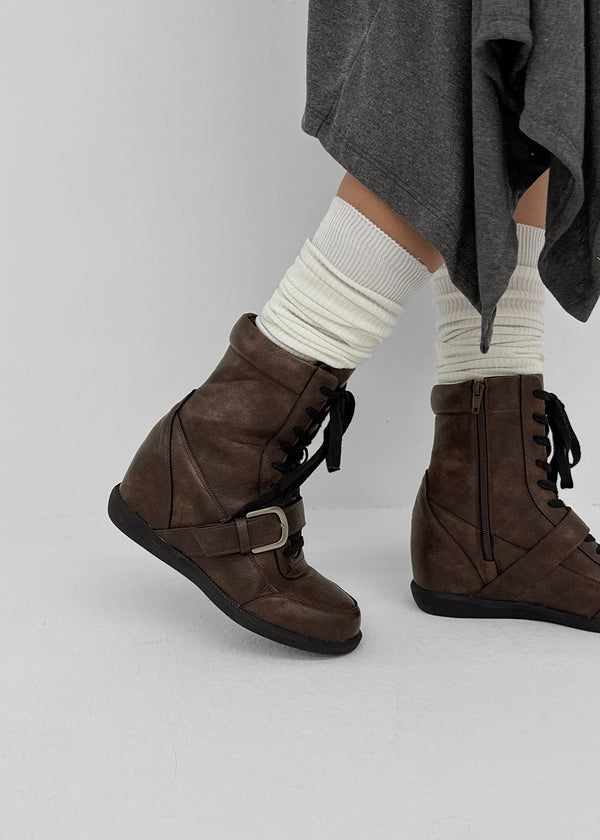 Sens Buckle Lace-up Mid-calf Boots