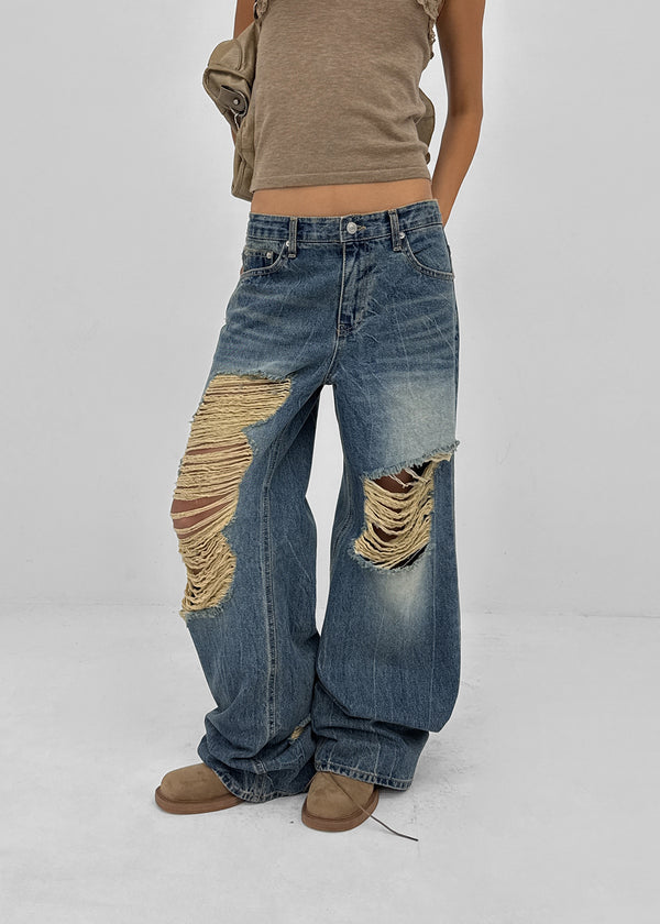 Tacit Damaged Wide Denim Pants