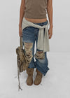 Tacit Damaged Wide Denim Pants