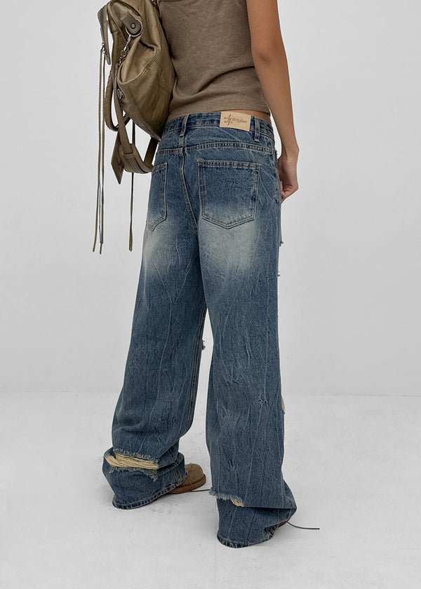 Tacit Damaged Wide Denim Pants