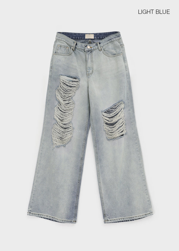 Tacit Damaged Wide Denim Pants