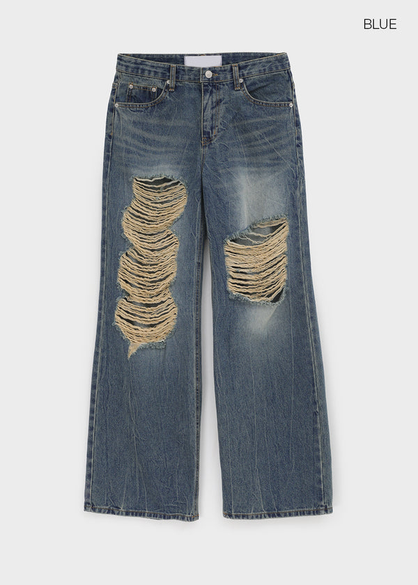 Tacit Damaged Wide Denim Pants