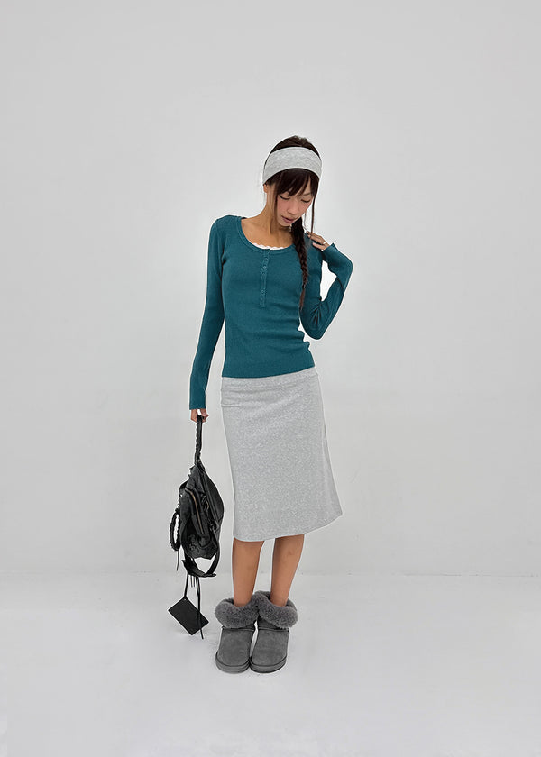 [MADE] Shur Ribbed Henley Neck Knit
