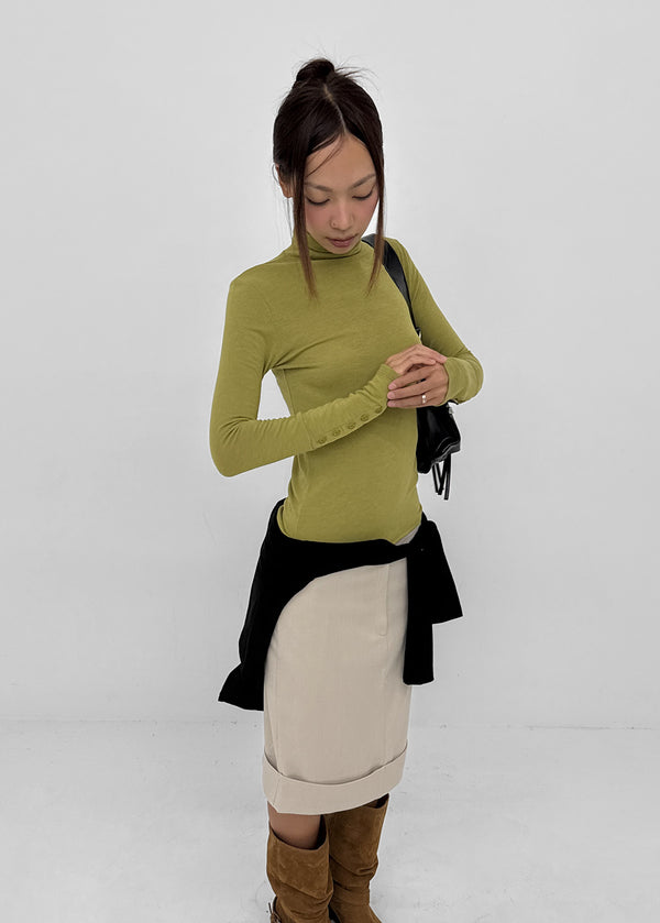 [MADE] Lemarty Button Turtleneck Long Sleeve Tee