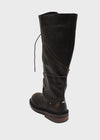 Cow folding lace-up mid-calf boots