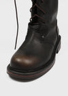 Cow folding lace-up mid-calf boots