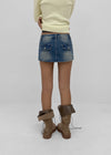 [MADE] Rude Two-Button Low-Waisted Denim Mini Skirt