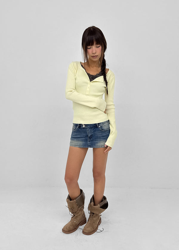 [MADE] Rude Two-Button Low-Waisted Denim Mini Skirt