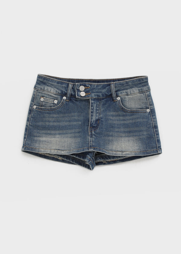[MADE] Rude Two-Button Low-Waisted Denim Mini Skirt