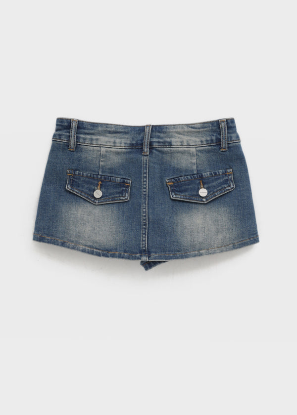 [MADE] Rude Two-Button Low-Waisted Denim Mini Skirt