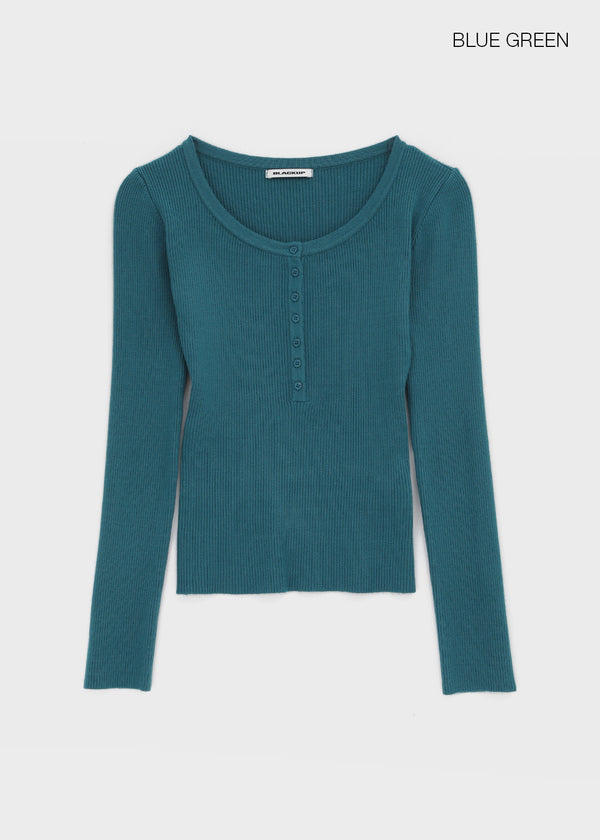 [MADE] Shur Ribbed Henley Neck Knit