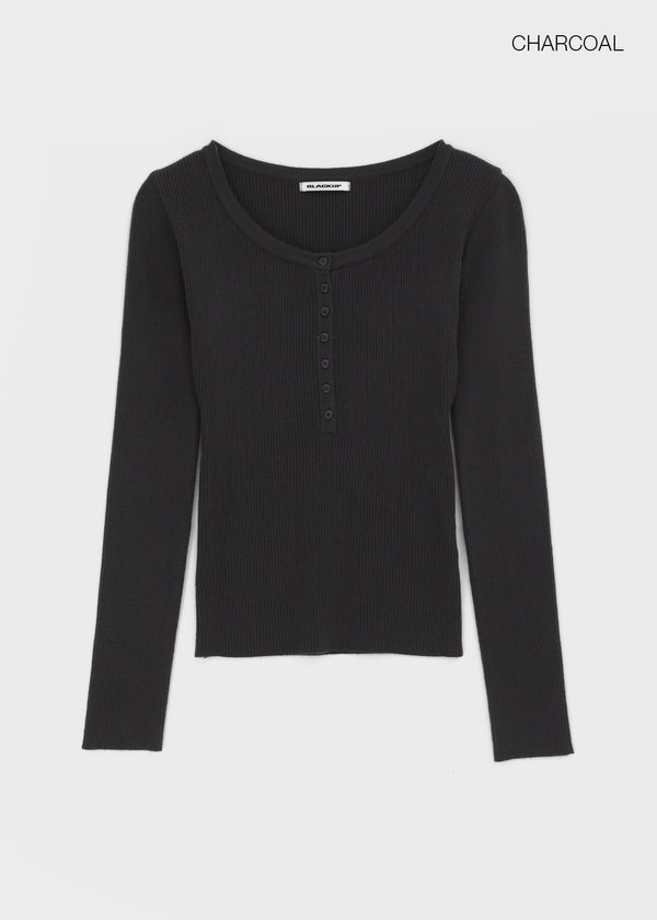 [MADE] Shur Ribbed Henley Neck Knit