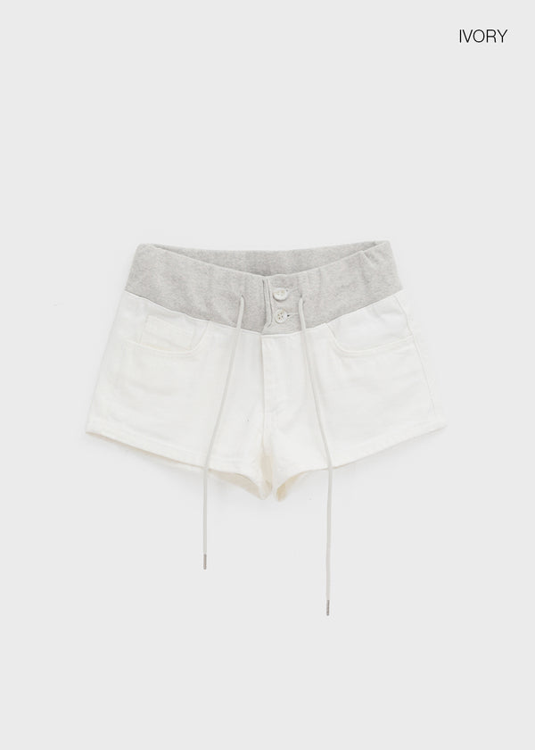 Custom Two-Button Elastic Waist Shorts