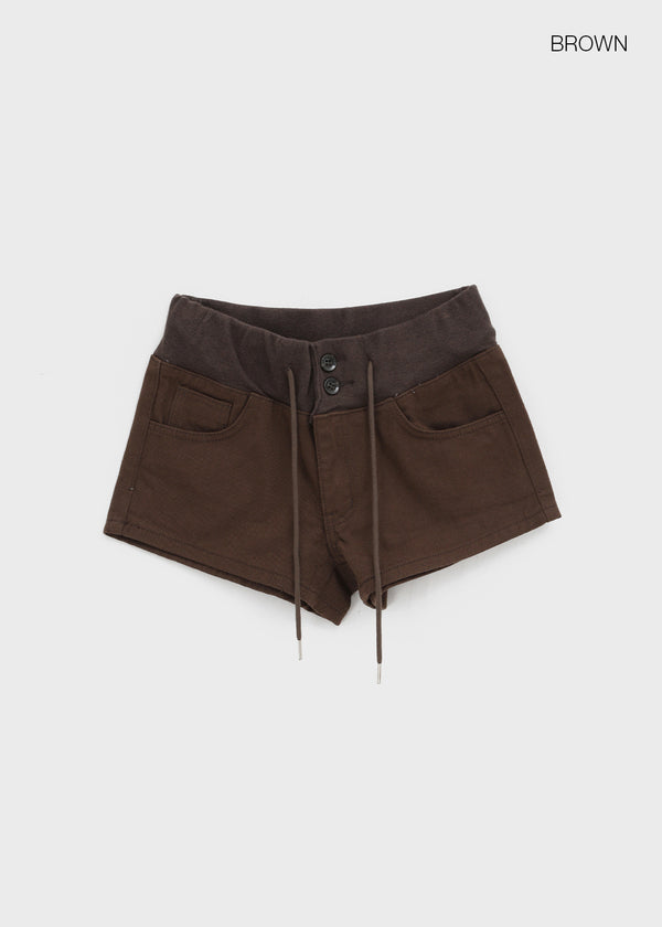 Custom Two-Button Elastic Waist Shorts