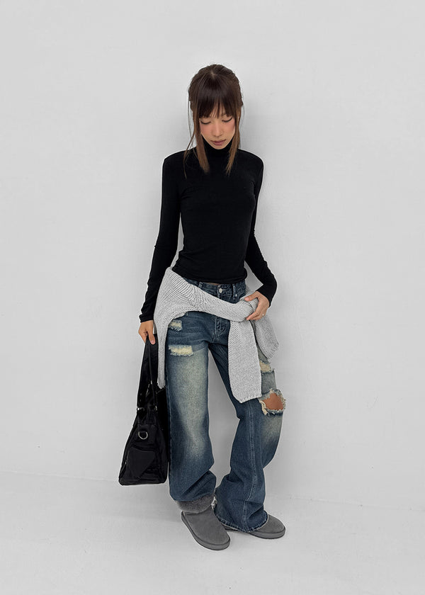 [MADE] Lemarty Button Turtleneck Long Sleeve Tee