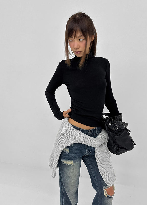 [MADE] Lemarty Button Turtleneck Long Sleeve Tee